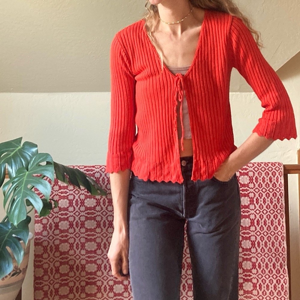 Vintage 1990s Knitted Tie Front Cardigan